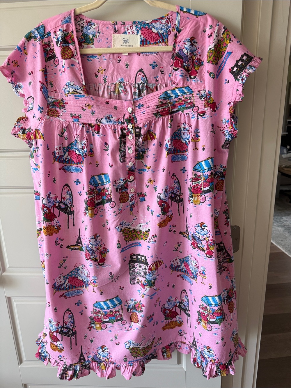 Printfresh Parisian Poodle Short-Sleeve Nightgown
